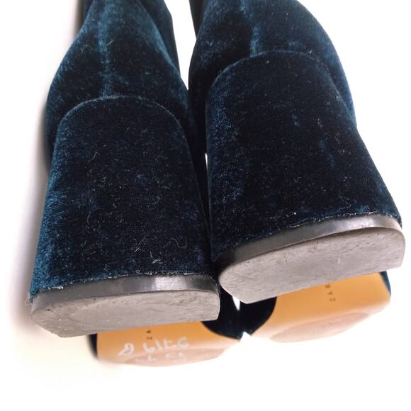 Zara Trafaluc EU 35 Velvet Zip Front Boots Chunky Heel Blue Funky Cool Holiday - Picture 10 of 10